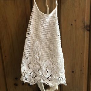Lace halter top with open back